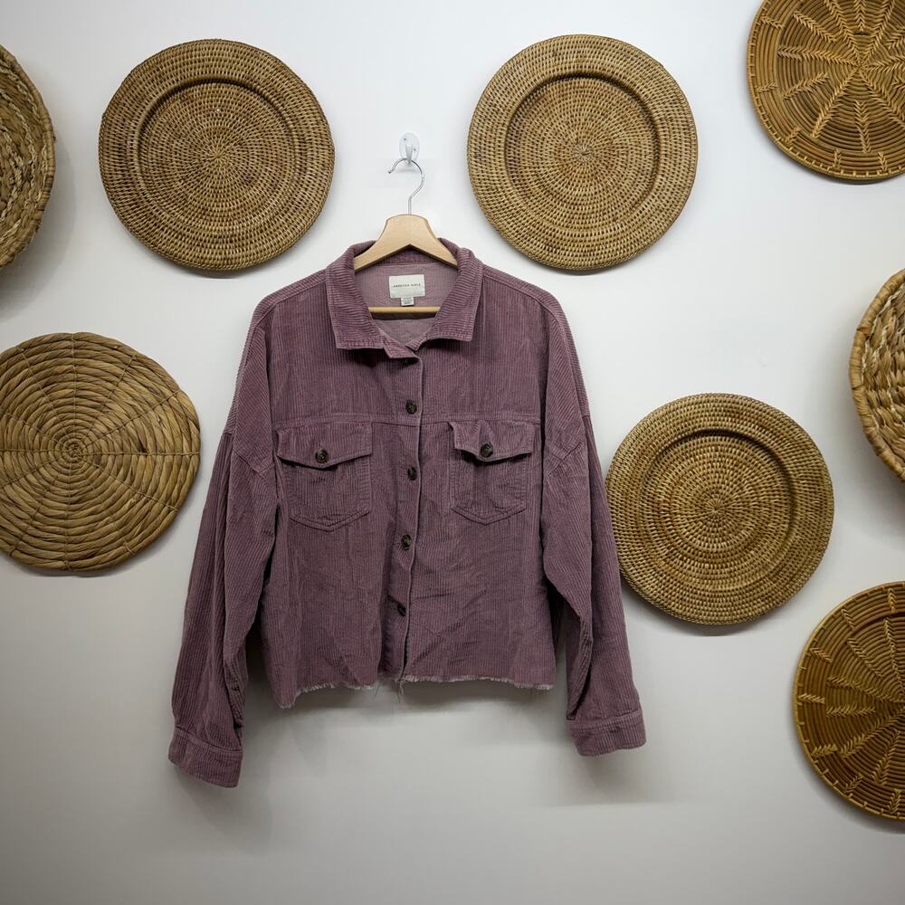AE American Eagle Purple Corduroy Lightweight Jacket Shacket XL